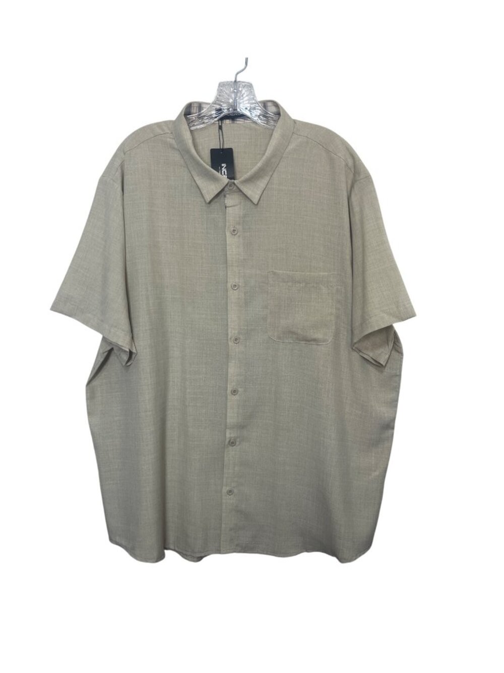 Incerun Button Front Shirt Mens 2XL Beige New Short Sleeve